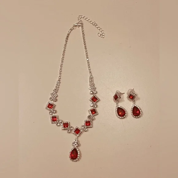 Silver plated set jewelry for women imitation diamond - Picture 2 of 3